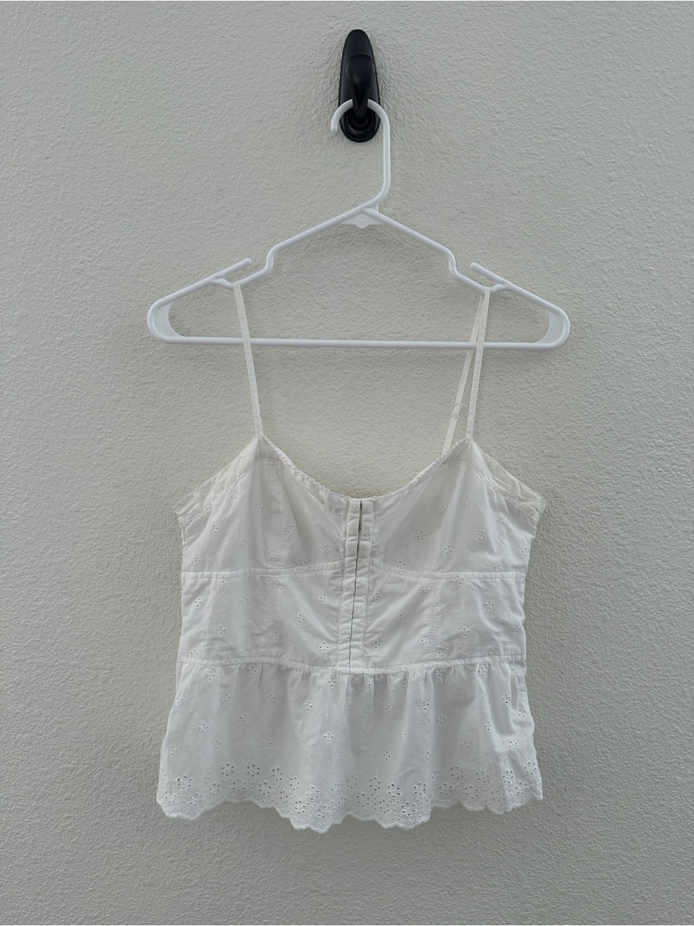 American Eagle White Eyelet Babydoll Tank Top Corset Ruffle Cami M
